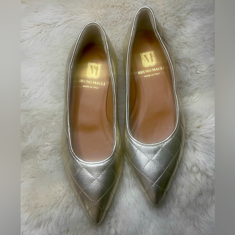 COPY - Bruno Magli Quilted Metallic Ballet Flats